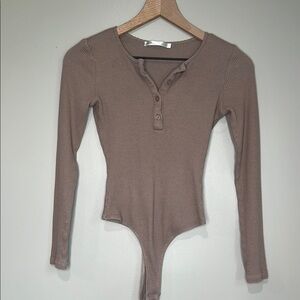 Salty Long Sleeve Bodysuit Women's Taupe Small